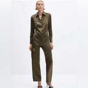 MANGO SATIN CARGO JUMPSUIT
